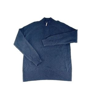 Smartwool Cozy Lodge 1/4 Zip Pullover Knit Sweater Navy Blue Wool Mens Medium